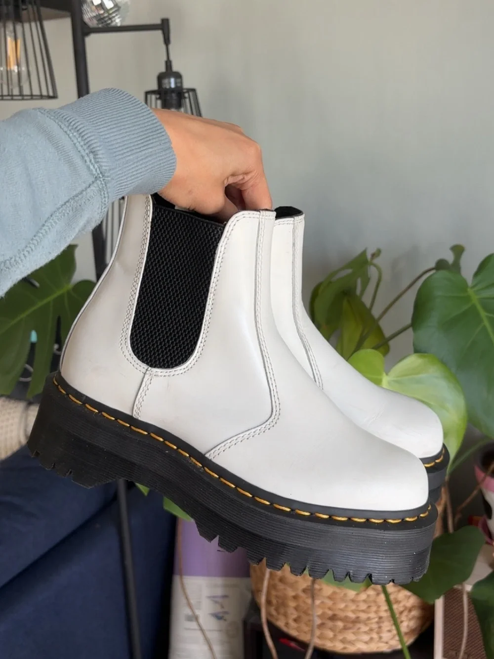 White platform Doc Martens Quad Chelsea